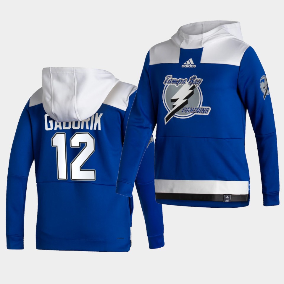 Men Tampa Bay Lightning #12 Gadorik Blue NHL 2021 Adidas Pullover Hoodie Jersey